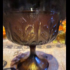 FTD oak leaf glass footed bowl 1975